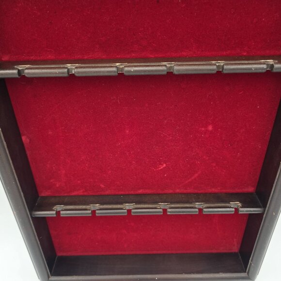Shadow Box Display Frame Wood Red Velvet Insert Black Finish Mid-Century, Spoons - Picture 2 of 8